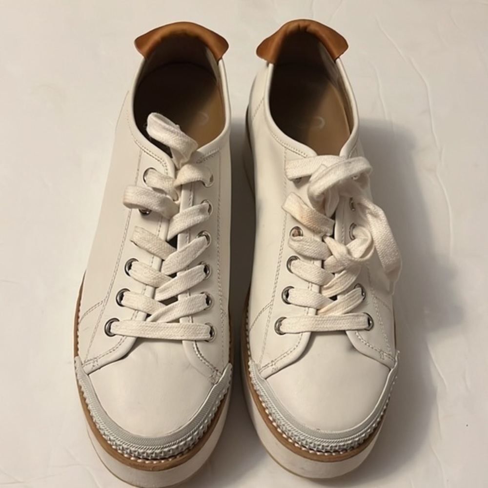 FLAMINGOS Leather Tatum White Platform Sneakers - Picture 2 of 13